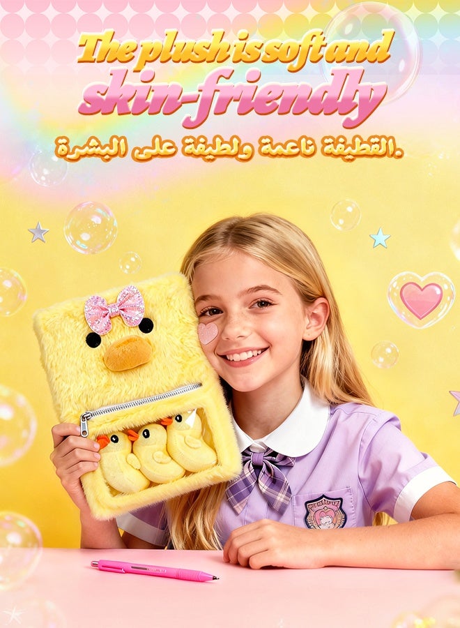 SOOO GOOD Duck Diary Notebook for Girls,Cute Animals Plush Girls Notebook with Mini Ducks,Comfortable Soft Cover Writing Journal Stationery for Students Teens Kids Gifts 80 Pages - Image 2